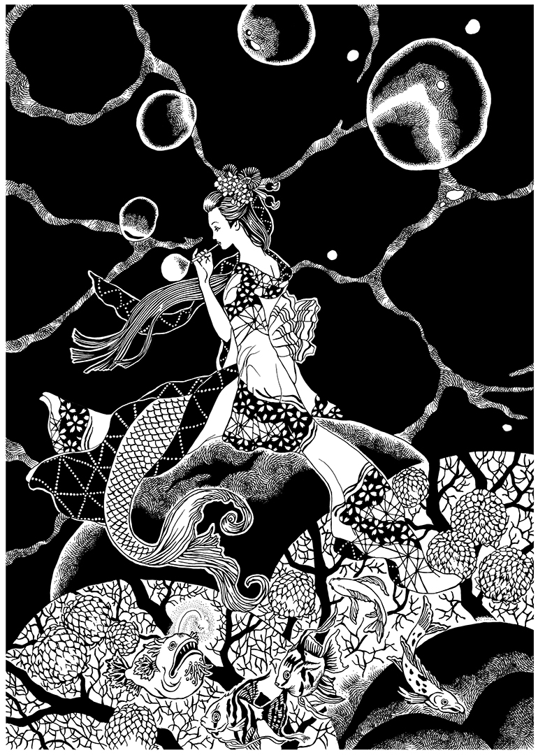Shabon Mermaid by Yasuko Nakamura, Ink