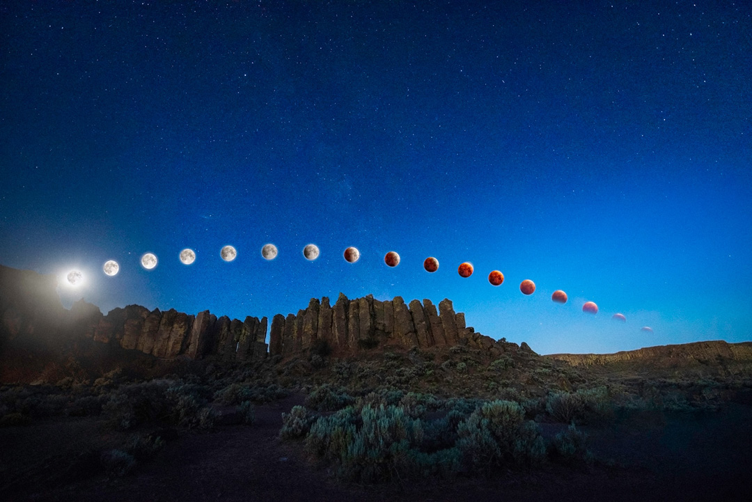 Lunar Eclipse Feathers by Kuria Jorissen, Astrophotography