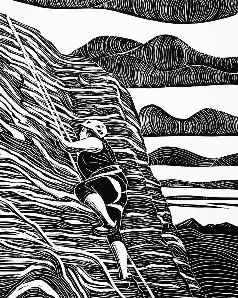 Mt. Climber by Hannah Mason, Linocut Print