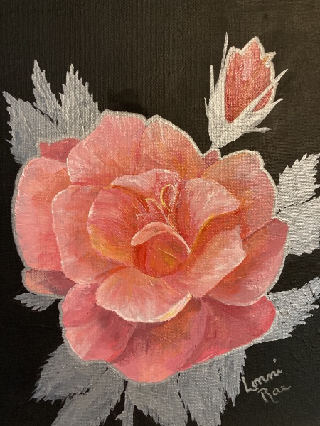 Night Bloom Rose by Lonni Flowers, Watercolors