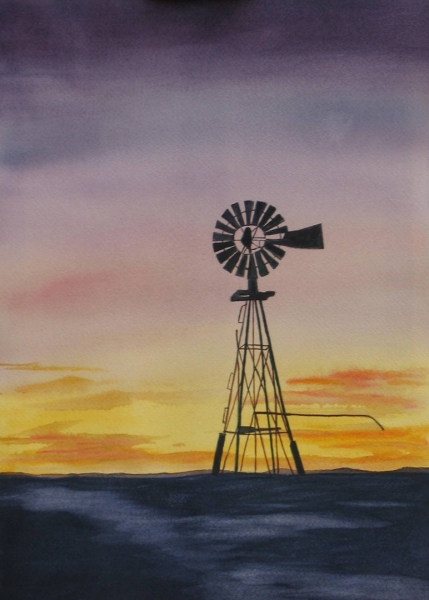 Texas Twilight by Lynnea Mattson, Watercolor
