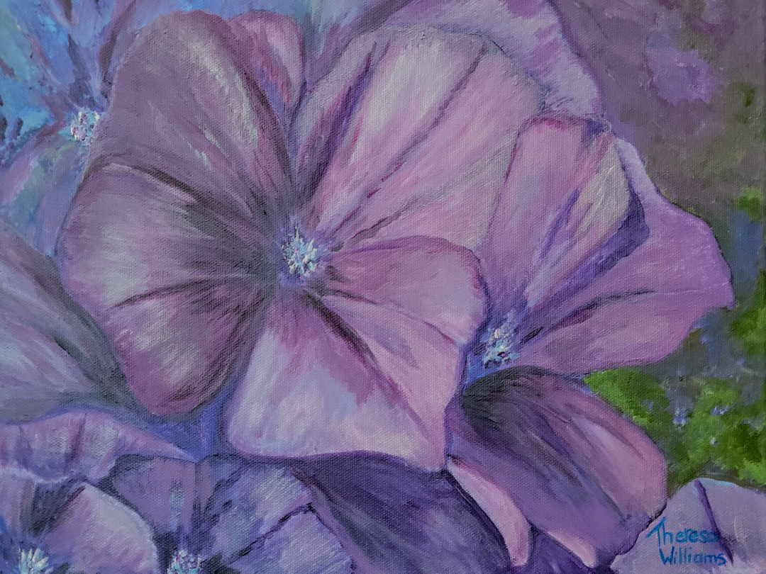 Hydrangea Petals by Theresa Williams, Acrylic