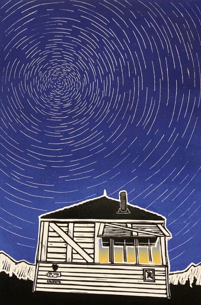 Star Trails by Hannah Mason, Linocut Print