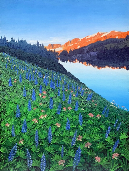 Lupine and Columbine at Lake Augusta by Ben Groff, Oils