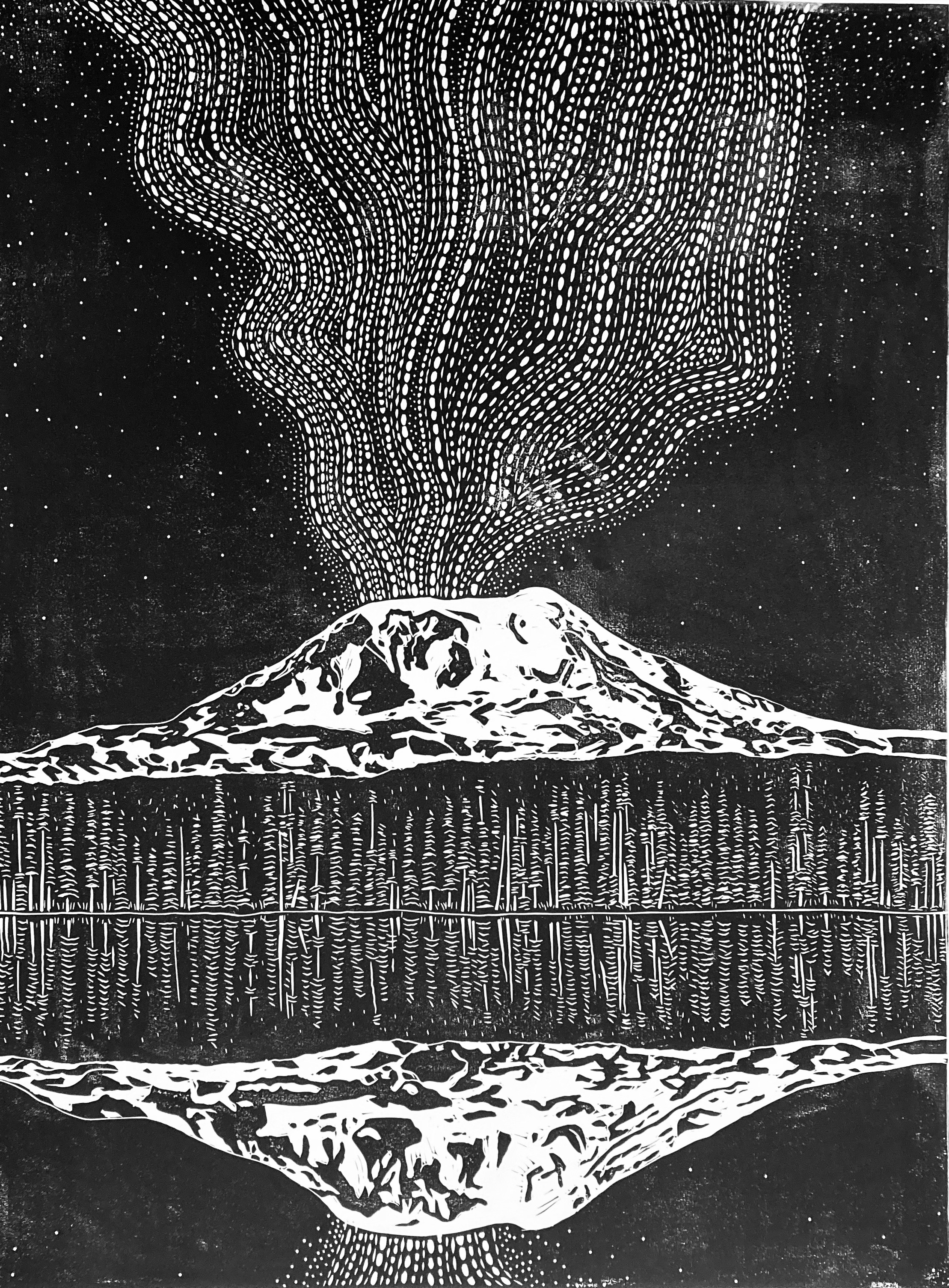 Mt Adams by Hannah Mason, Linocut Print