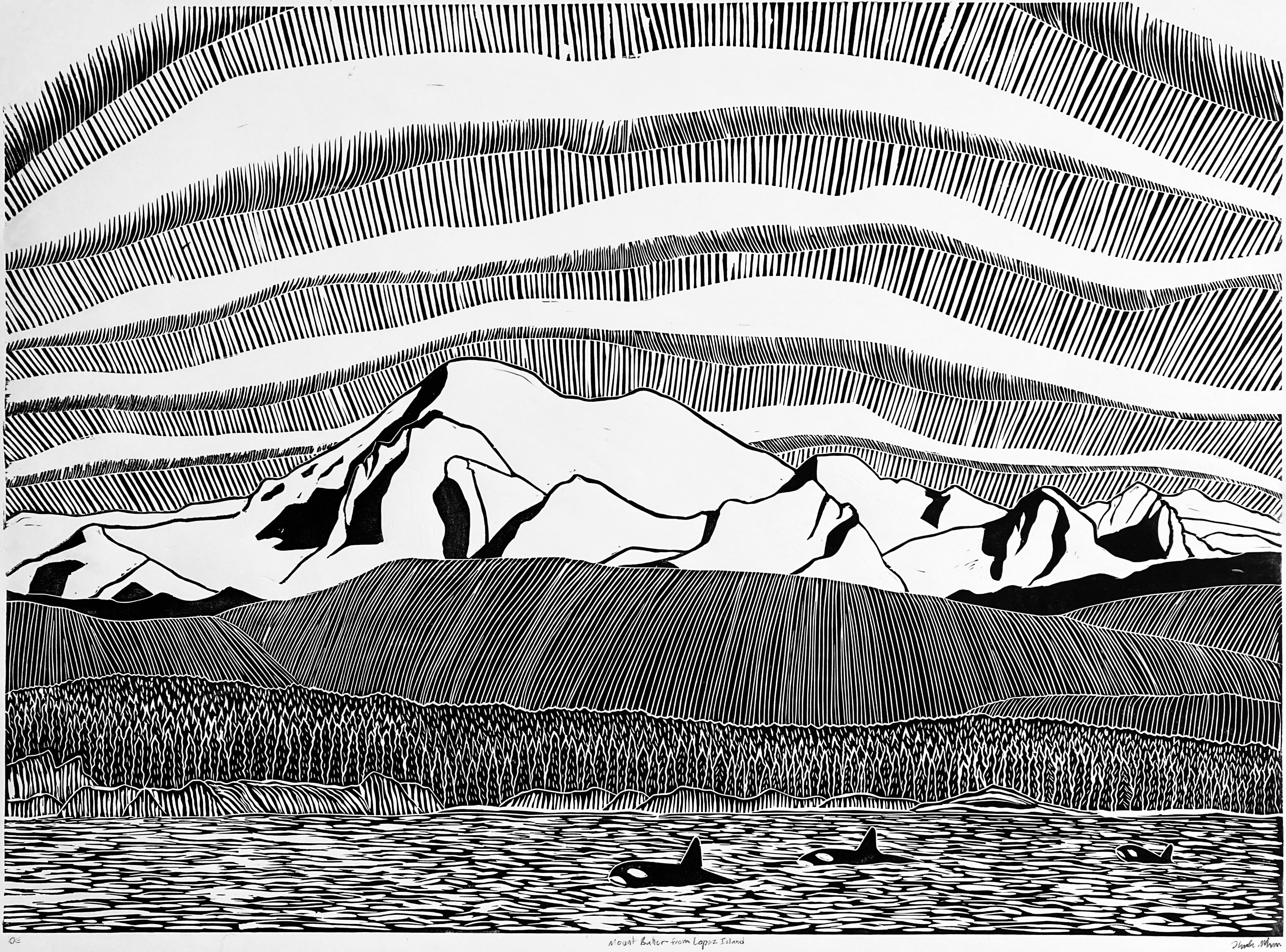 Mt. Baker by Hannah Mason, Linocut Print