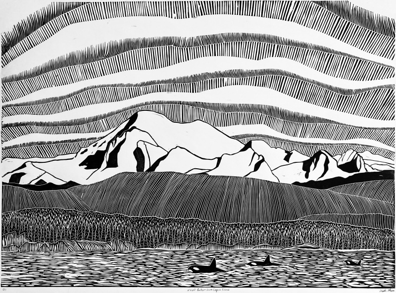 Mt Baker by Hannah Mason, Linocut Print