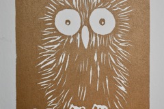 Owl 3 Gold by Hannah Mason, Linocut Print