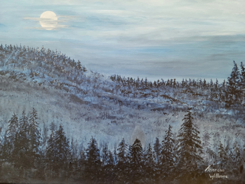 Peaceful Moon Rise by Theresa Williams, Acrylic
