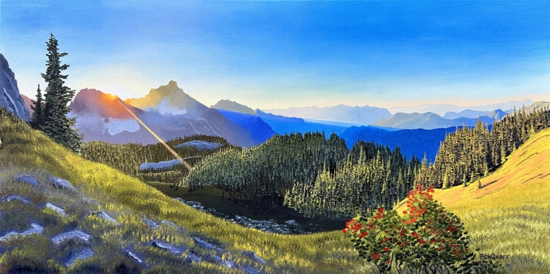 Sunrise Over Hibox Mountain by Ben Groff, Oils