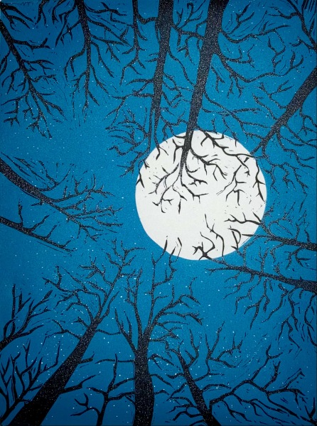 Moonlight by Hannah Mason, Linocut Print