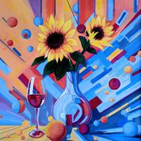 Sunflower-Cubism-Roxanne-Marlin
